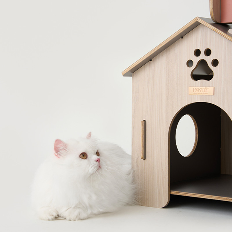 Wooden Animal Kennel Pet Bed Cat House Decoration Modern Design Movable Solid Wood Indoor Pet Dog Cat House Foldable Pet House