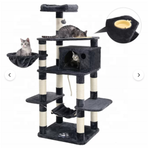 Factory Manufacture Luxury Sisal Rope Cat Tree New Climber Tower Hammock Scraper pet cat house with scratches cat tree