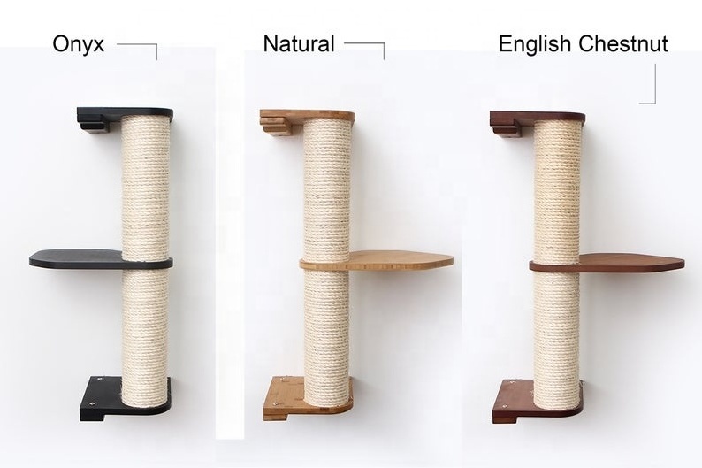 Hot Wooden Wall Mount Cat Pole Scratcher Post Cat Tower Tree Interactive Cat Toy Scratcher