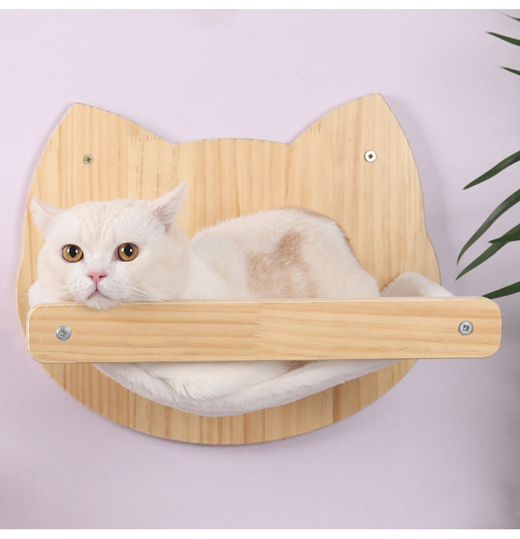 Wooden Macrame Cat Hammock Cat Resting Seat Hammock Wood Cat Wall Shelves Pet Hammock Bed