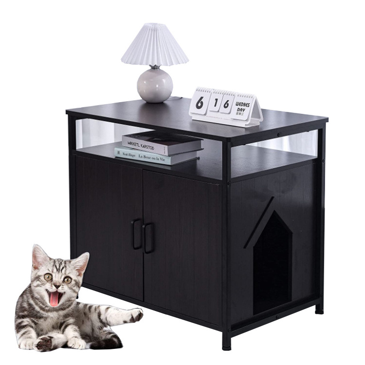 Hidden Cat Litter Box Enclosure With Metal Frame Privacy Cat Washroom Bench Litter Box Wholesale Cats Litter Box