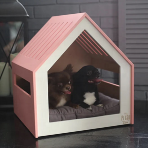 Custom Modern Pet House Lovely Coral Pink Dog Furniture Crate Indoor Dog Cat House Kennel Crate Pet Wooden House Cage