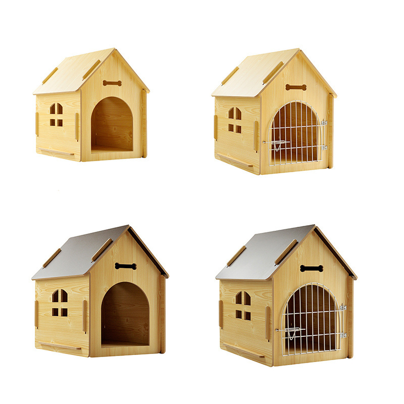 Wooden crate dog house kennel for pets furniture log cabin pet shelter cat rabbit bunny pet cages houses furniture