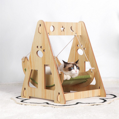 Wholesale Indoor Wooden Pet Hammock Swing Cradle Cat Bed Shaker Cat Swing