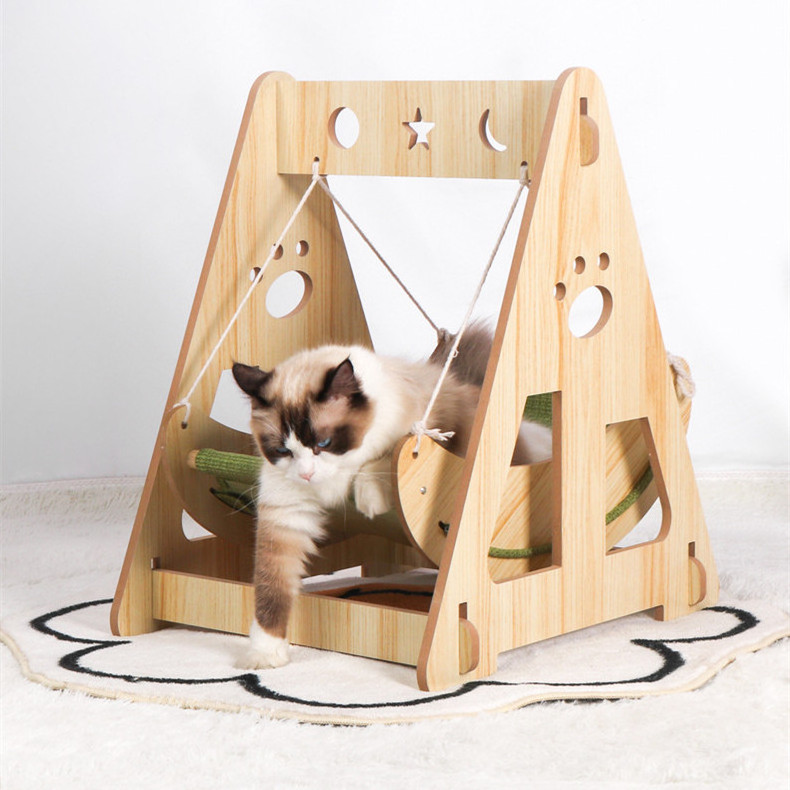 Wholesale Indoor Wooden Pet Hammock Swing Cradle Cat Bed Shaker Cat Swing