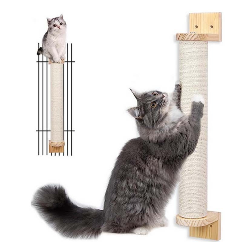 Manufacturer Wooden Sisal Cat Scratching Post Wooden Cat Sisal Pillar Replace Cat Scratching Post