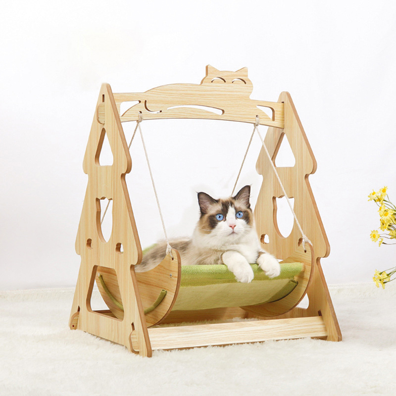 Wholesale Indoor Wooden Pet Hammock Swing Cradle Cat Bed Shaker Cat Swing