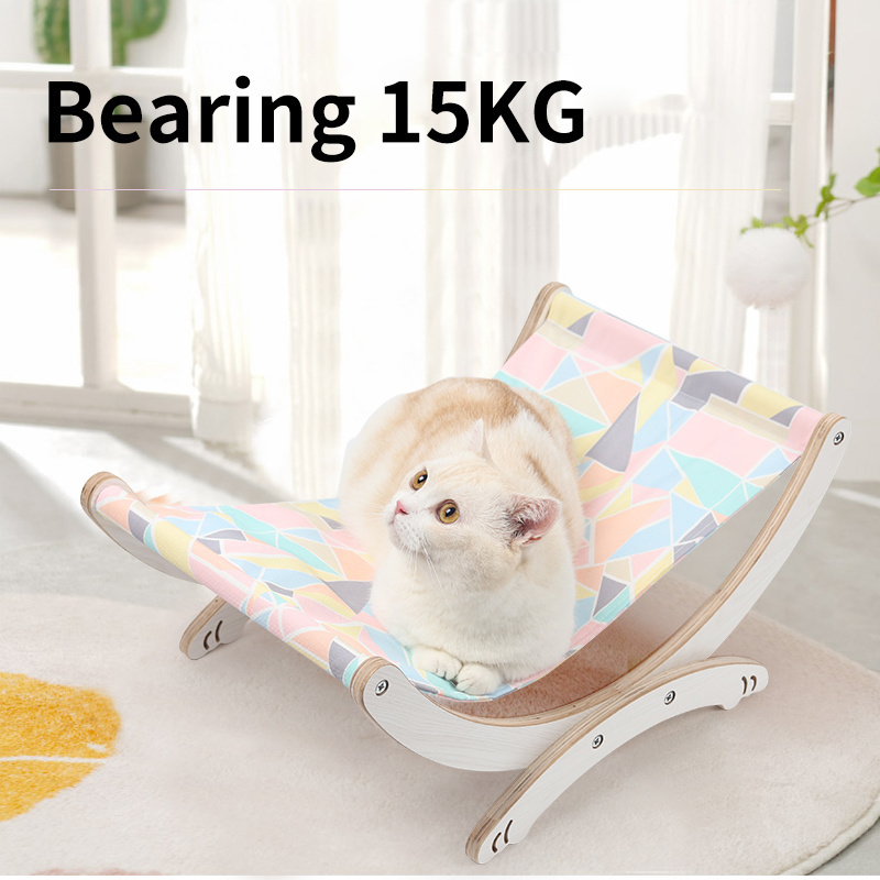 Indoor Cat Design Sleeping Beds Hammock Pet Cots Small Dog Beds Wooden Frame Hanging Cat Sofa Pet Sleeping Furniture