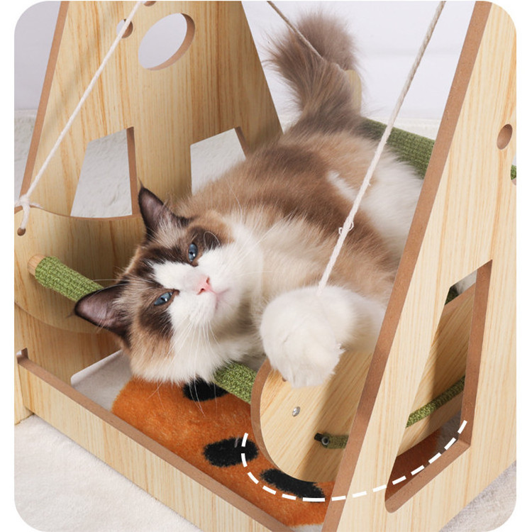 Wholesale Indoor Wooden Pet Hammock Swing Cradle Cat Bed Shaker Cat Swing