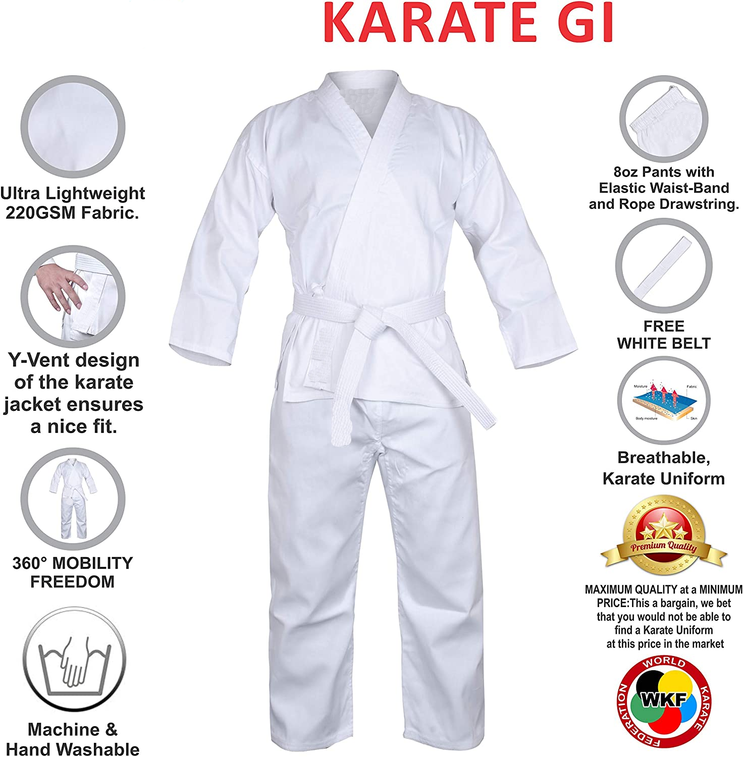 Sample free shipping  Woosung karate uniform Martial arts uniform 100% polyester lightweight karate suit