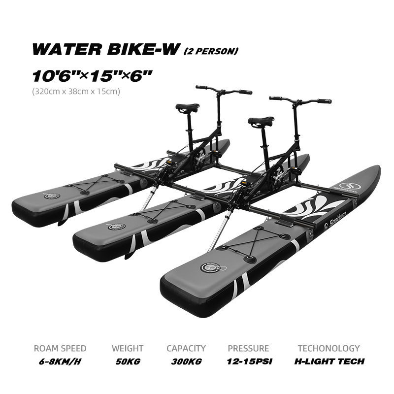 Favorite 2023 New arrival floating 2 person inflatable water bike pedal boats floating bicycle for sale