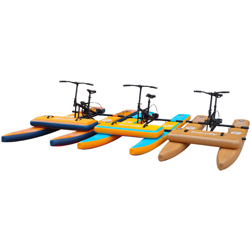 New Design Orange Wood grain Aqua Bicycles inflatable floating waterbike pedal boats bicycle water bike