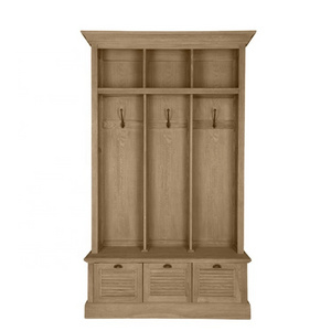 French provincial Assembled Weathered Oak 55" W Wardrobe with Shutter Drawers.