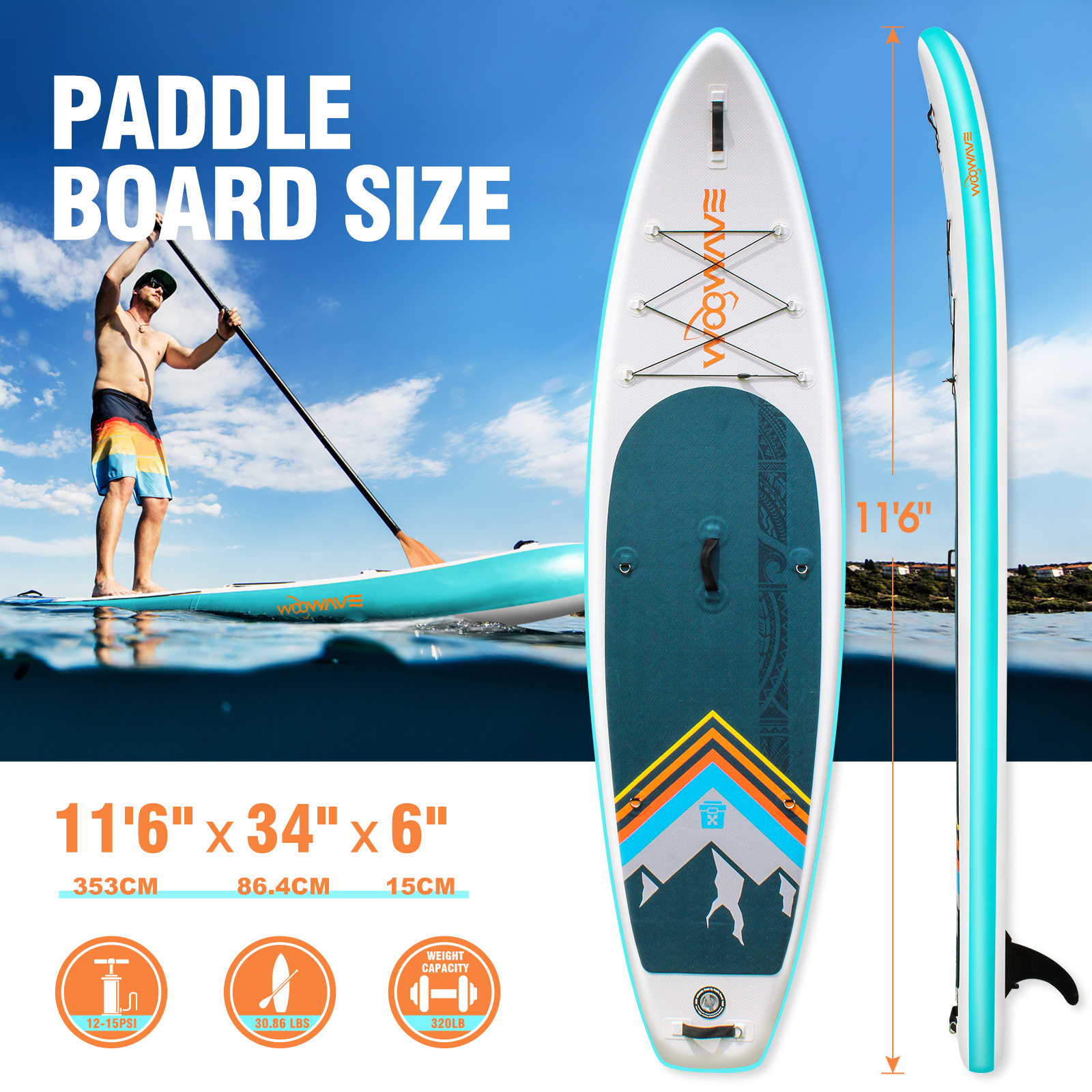 Woowave  Stand UP Surf Race Board 11'6'' surf paddle board sup inflatable paddl gonfialbile inflat sup paddle board