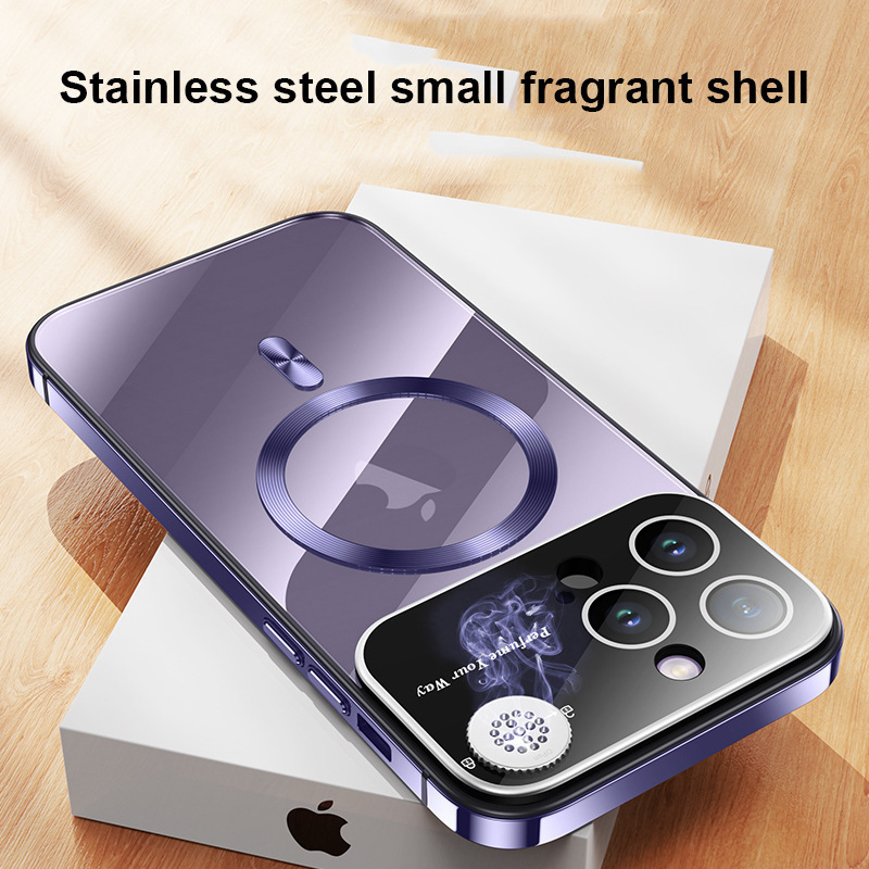 Floveme New Aroma Magnetic Stainless Steel Case for iPhone 15 Series 15 promax for iPhone 14 promax 14 pro wholesale Cases