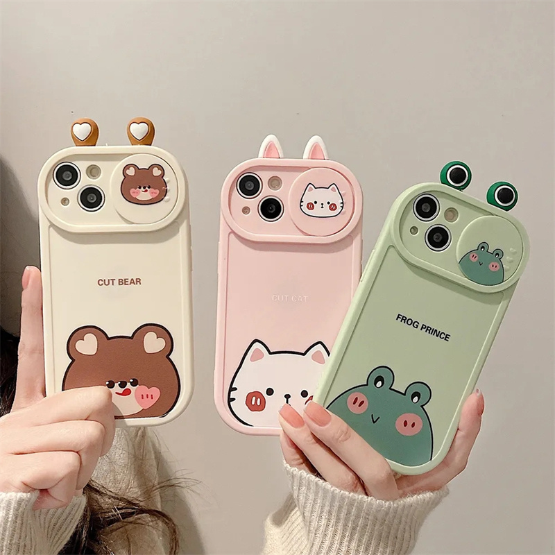 Cute Bear Funny Frog Cartoon Animals Shockproof Phone Case For iPhone 15 14 13 12 11 Pro Max Plus XS Max XR Soft Back Cover