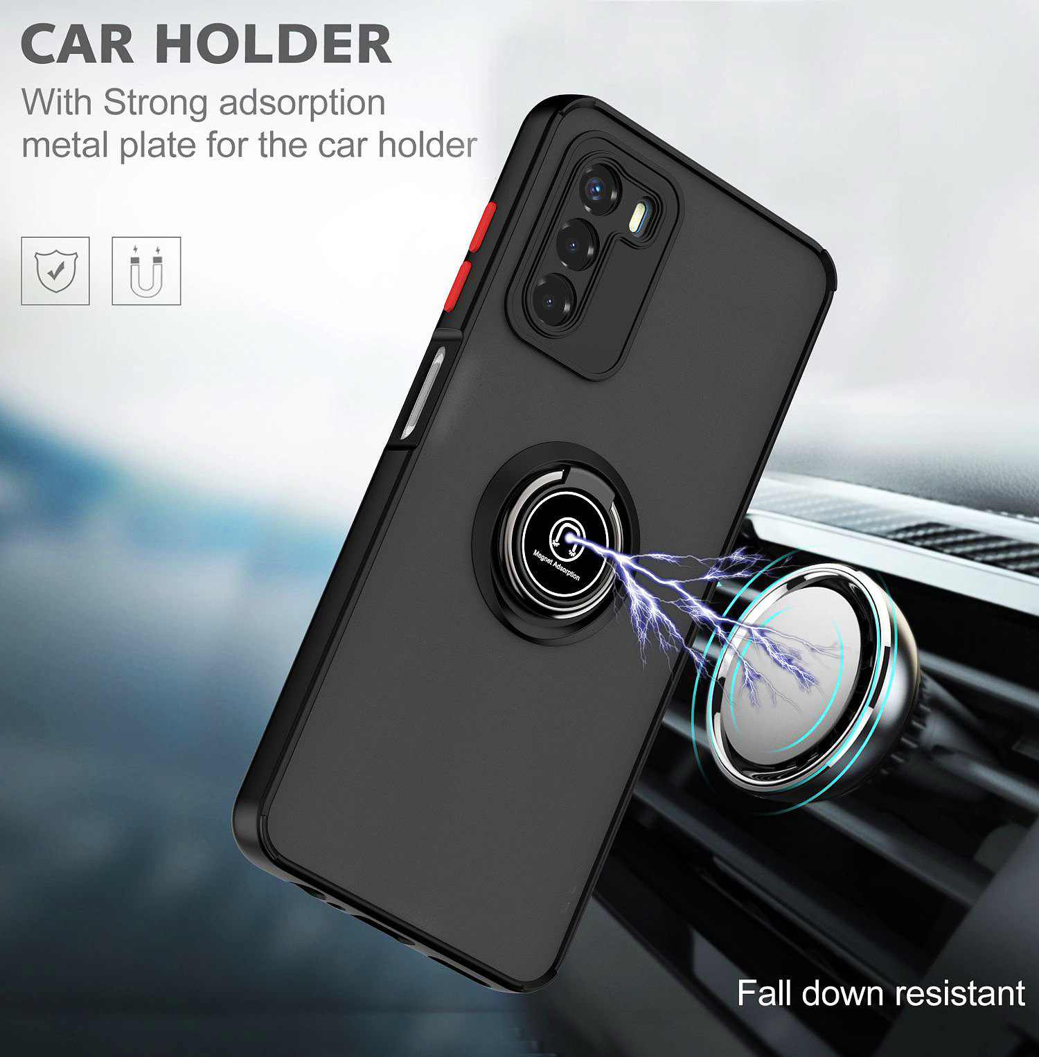 Lichicase Frosted Straight Edge PC TPU 2 in 1 Back Cover For Oppo Reno 11 Anti-drop Hidden Kickstand Phone Case