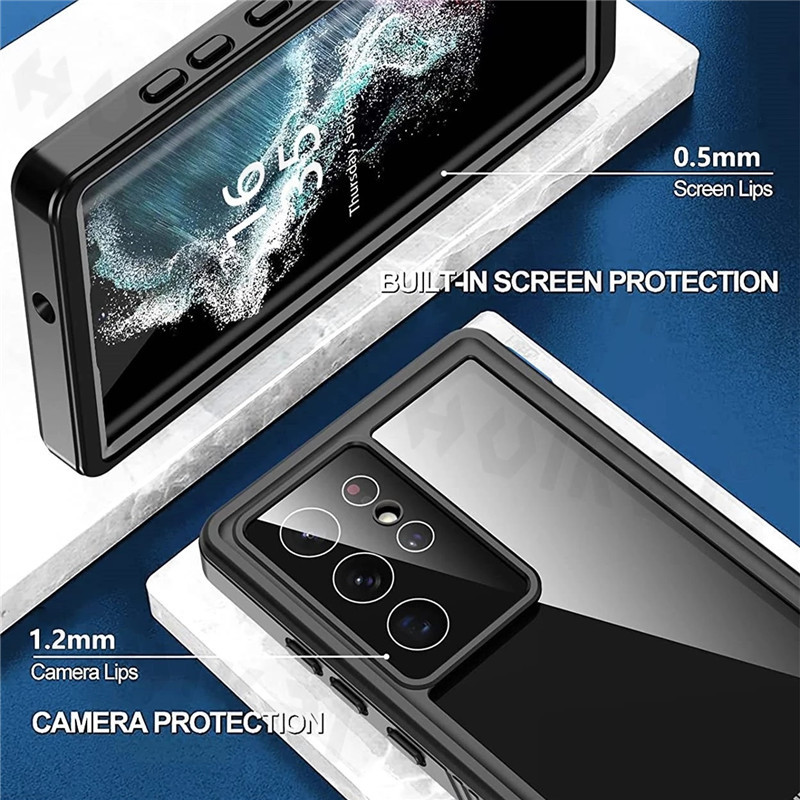 IP68 Waterproof Phone Case For Samsung S24 Ultra S23 Plus S22 Note 20 Ultra A14 A54 Full Protection Heavy Duty Shockproof Cover