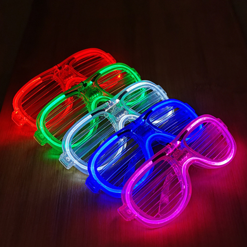 Wholesale Glow In Dark Party Supplies Luminous Shutter Shades Led neon Party Sunglasses 6 Color Light Up Glasses For Kids Adult