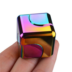 Premium Quality  Anti-Anxiety Metallic Focus  Finger Cube Top Desktop Rainbow Color Fidget Spinner for Kids and Adults