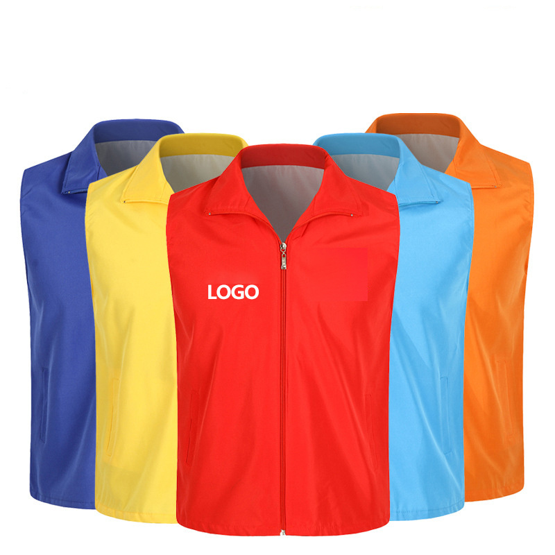 Custom logo polyester good quality barber work volunteer advertising vest for uniform