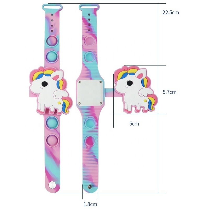 2022 counter display time digital closed flip led silicone unicorn push pop bubble fidget bracelet pop itting watch for kids