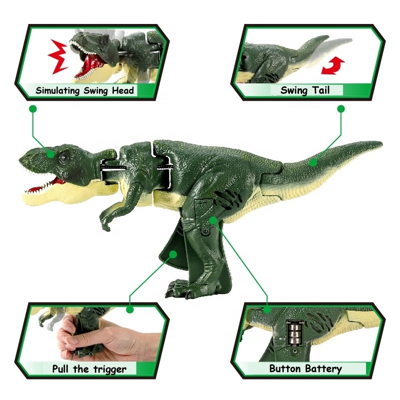 Decompression Toy Simulation T-Rex Soar Sound Light Trigger Twisting Swing Press Dinosaur Toy for Kids