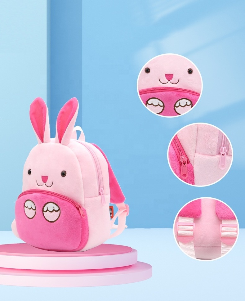 wholesale kawaii stuffed soft plush animal 3d children girls boys backpack kindergarten school bags for kids