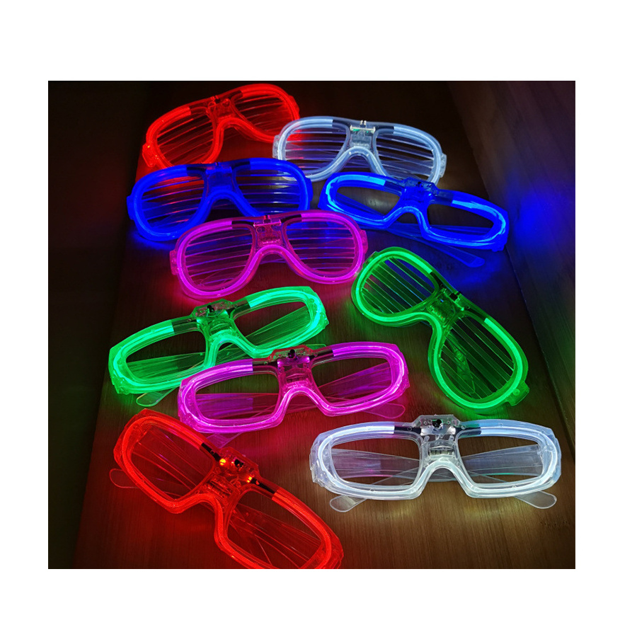 Wholesale Glow In Dark Party Supplies Luminous Shutter Shades Led neon Party Sunglasses 6 Color Light Up Glasses For Kids Adult