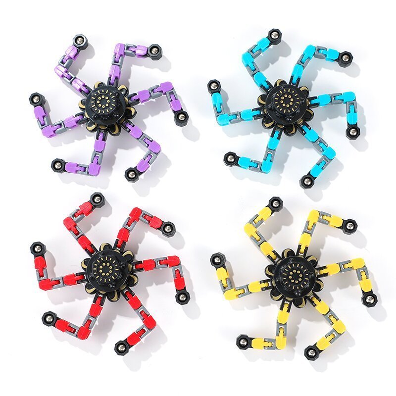 Hot Sale Glow In The Dark Fingertip Mechanical Gyro Chain Deformation Robot Gyro Toy Fingertip Spinner Transformable Fidget Toy