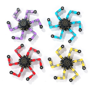 Hot Sale Glow In The Dark Fingertip Mechanical Gyro Chain Deformation Robot Gyro Toy Fingertip Spinner Transformable Fidget Toy