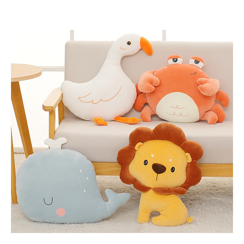 Cartoon Plushies Lion Elephant Crab Whale Stuffed Animals Plush Toys Marine Forest Animal Stuffed Animals Plush Toys for Kids