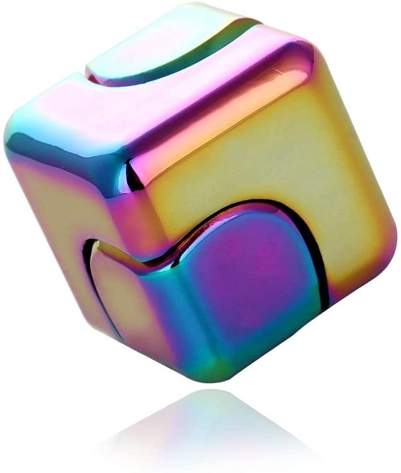 Fidget Toys 4-in-1 Spinning Metallic Focus Cube Finger Top Desktop Stress Relieve Toys Cube Spinner