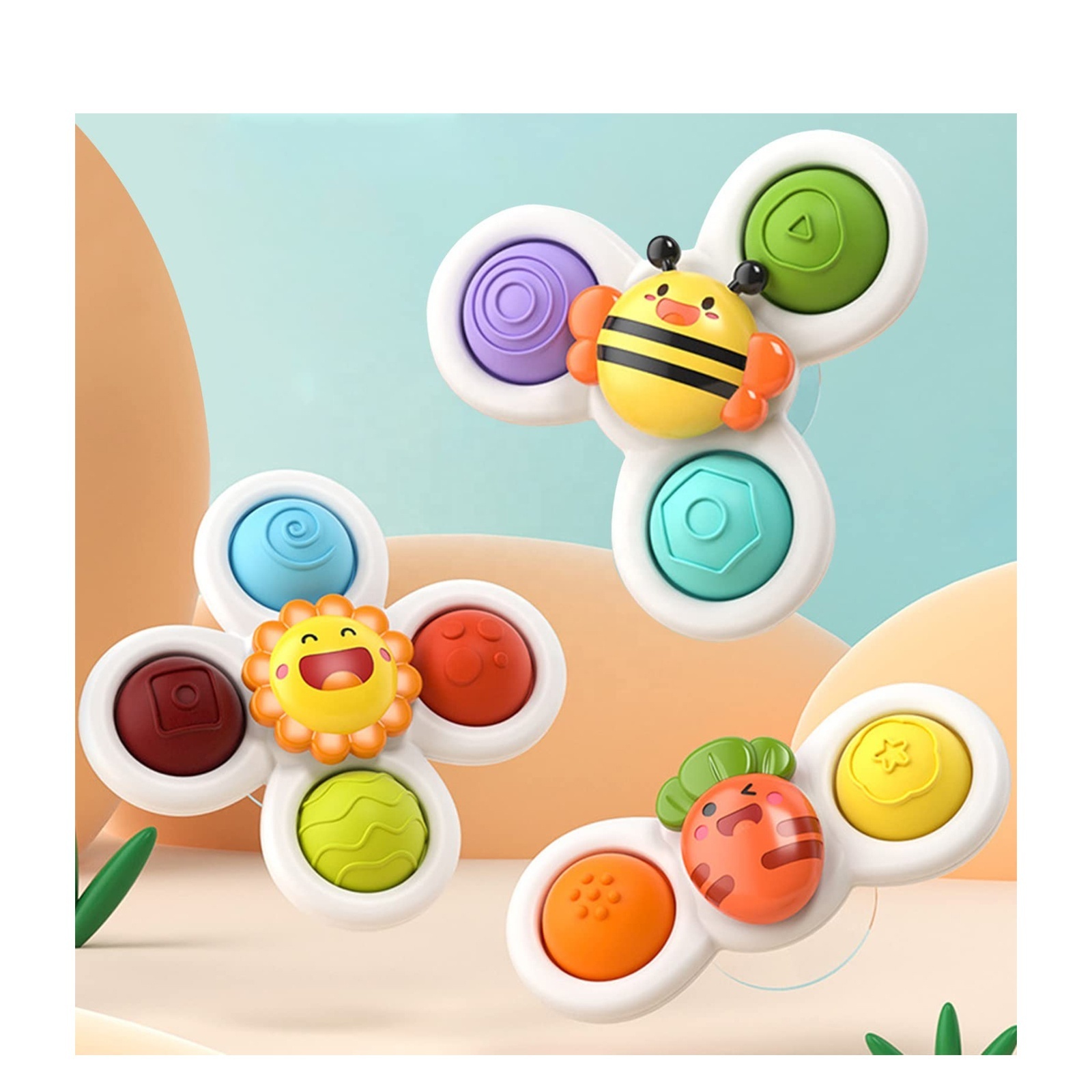 Cartoon Animal Simple Dimple cute rotary windmill Fidget Toy Suction Cup Spinner for Baby Boy Girl