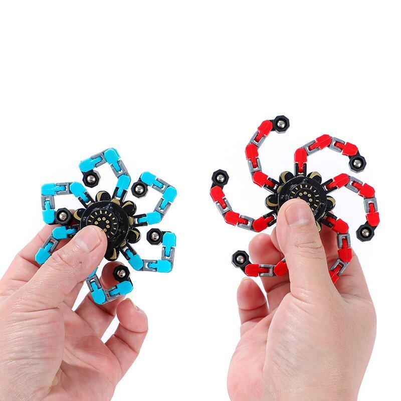 Hot Sale Glow In The Dark Fingertip Mechanical Gyro Chain Deformation Robot Gyro Toy Fingertip Spinner Transformable Fidget Toy