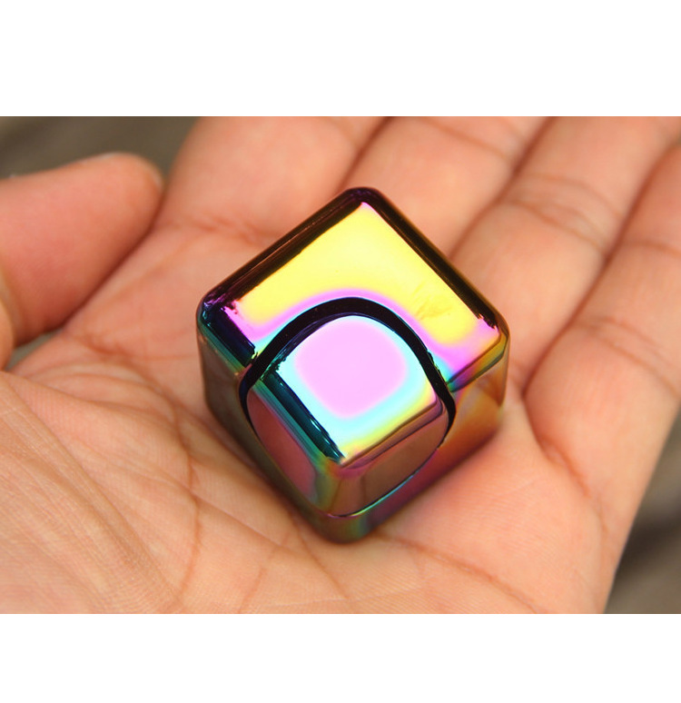 High Speed Square Antistress Decompression Fidget Rotating Finger Cube Metal Alloy Hand Spinner Spin Cube