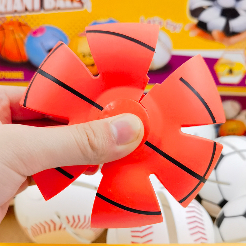 Funny Basketball Soccer Football baseball Time Delay Transformation Pop up Mini Flying Toy Flying Saucer Ball