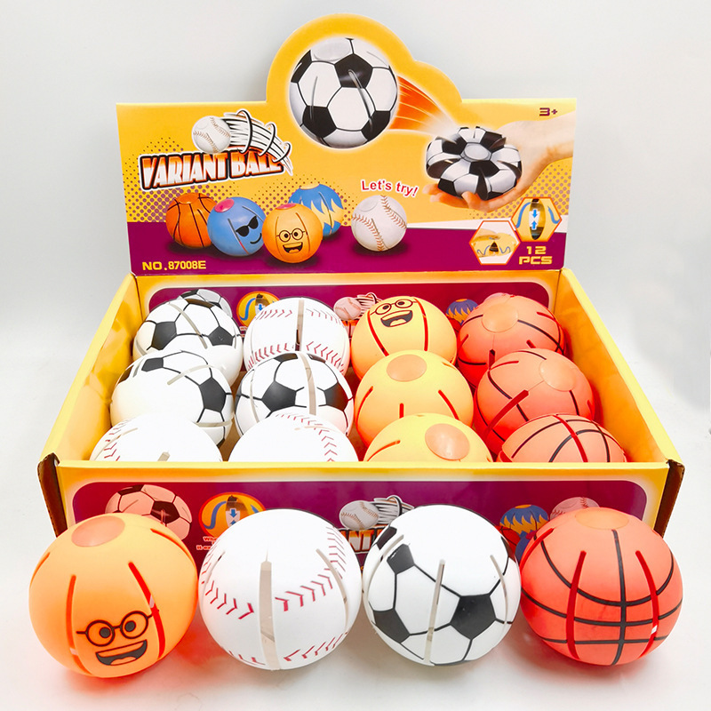 Funny Basketball Soccer Football baseball Time Delay Transformation Pop up Mini Flying Toy Flying Saucer Ball