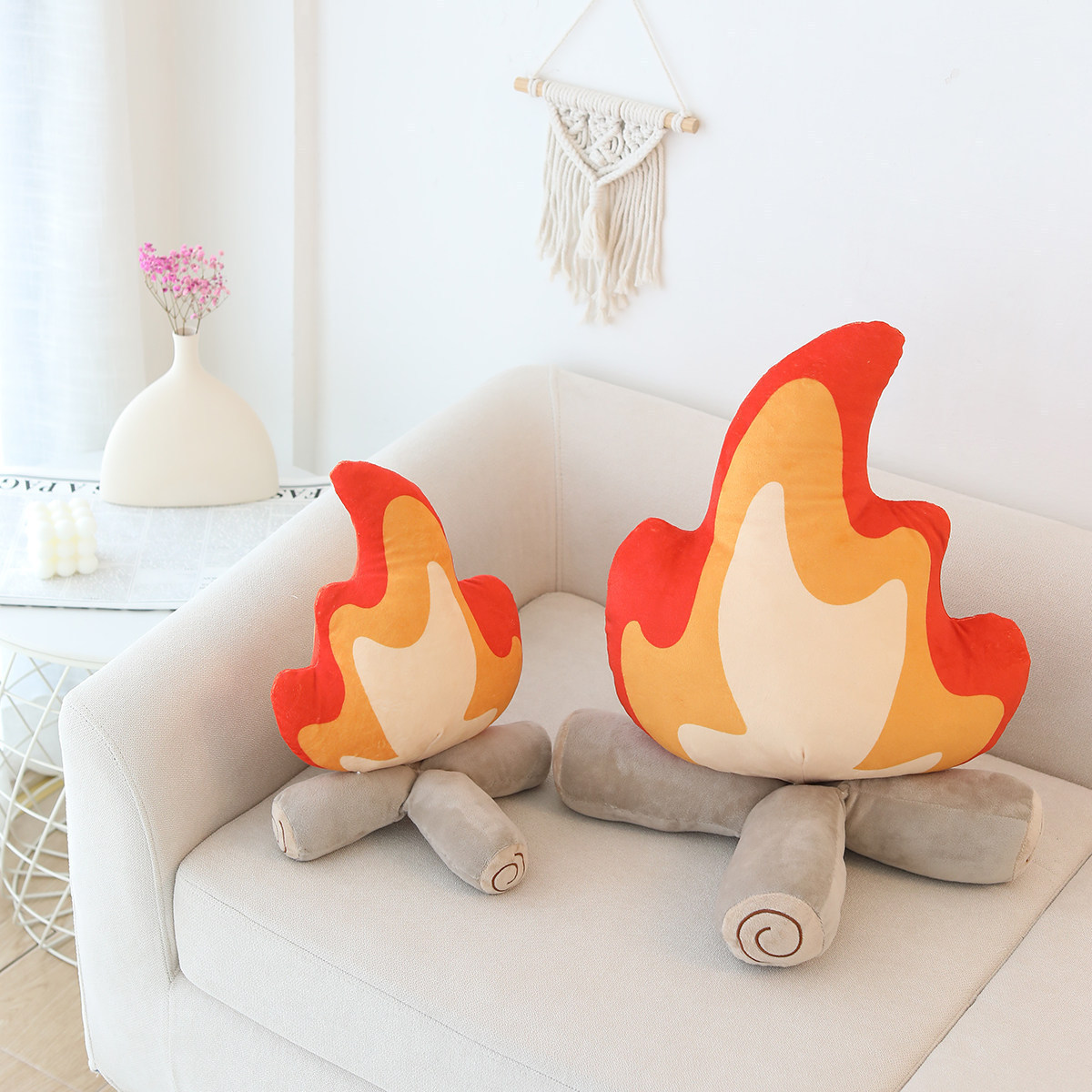 New Room Decor Soft Simulation Bonfire Stuffed Plushies Doll Fake Fire Firewood Plush Funny Campfire Plush Toys for Gifts