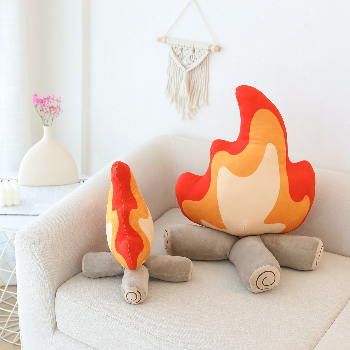 New Room Decor Soft Simulation Bonfire Stuffed Plushies Doll Fake Fire Firewood Plush Funny Campfire Plush Toys for Gifts