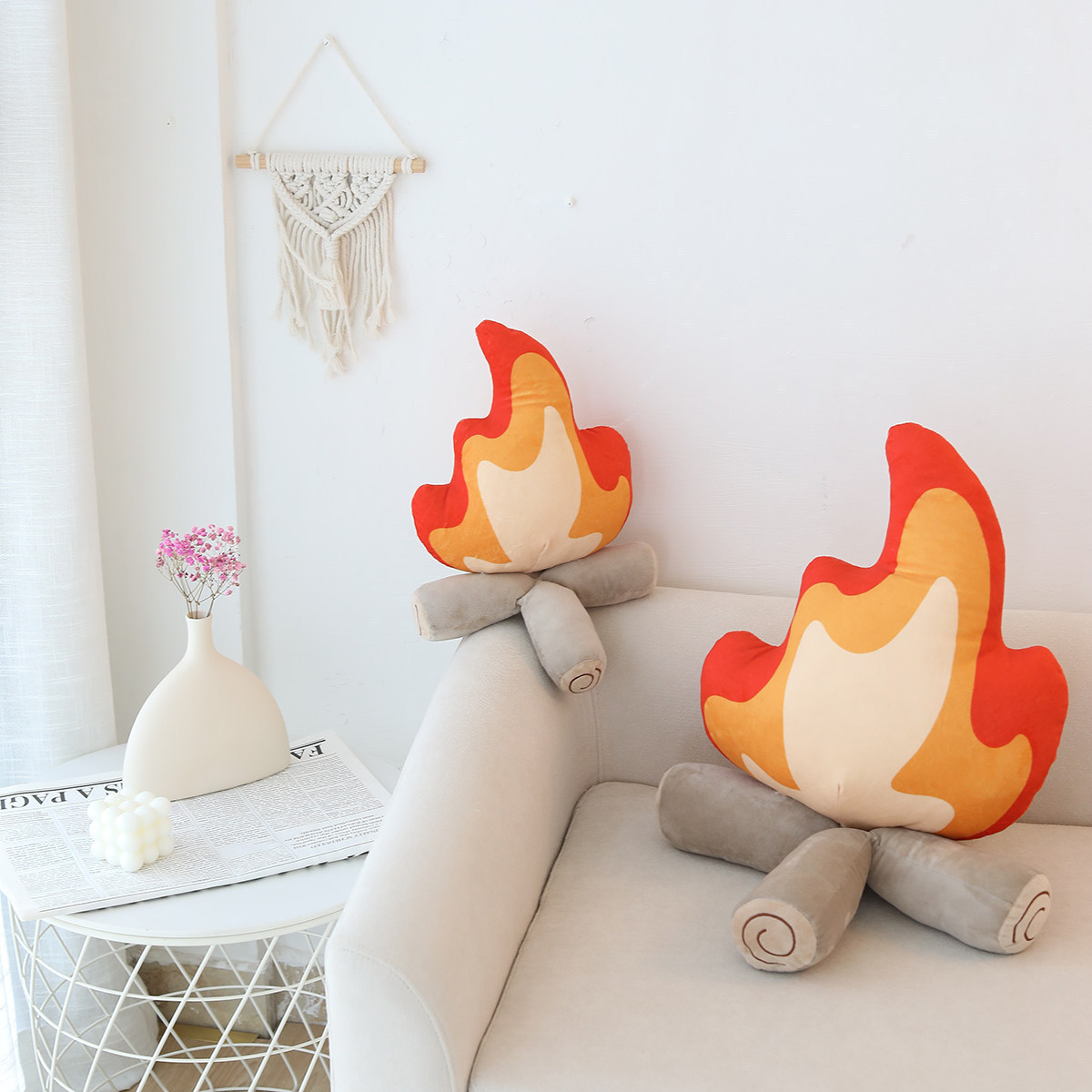 New Room Decor Soft Simulation Bonfire Stuffed Plushies Doll Fake Fire Firewood Plush Funny Campfire Plush Toys for Gifts