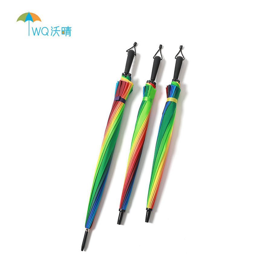 16 Colors Promotional Strigaht Rainbow Umbrella Suppliers