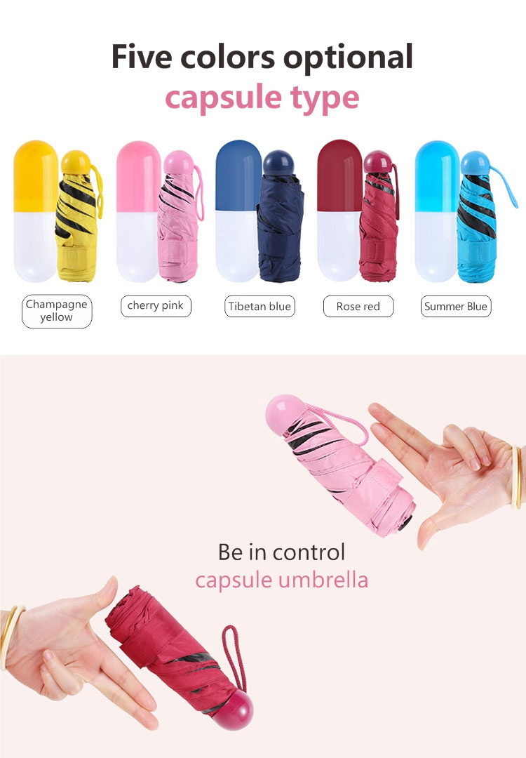 Mobile phone size 5 fold mini umbrella pocket travel mini umbrellas with logo prints