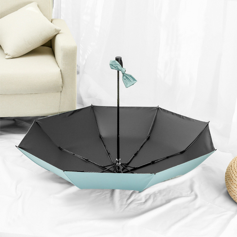 3 folded black coating manual open and close sun rain umbrellas custom high end