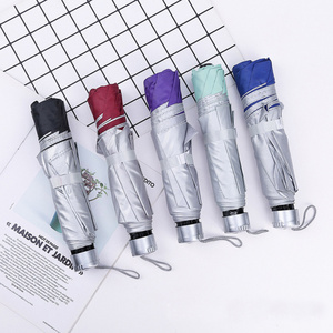 Good Quality Windproof ultra light folding sun umbrella dual use  3 Fold manual silver Umbrella