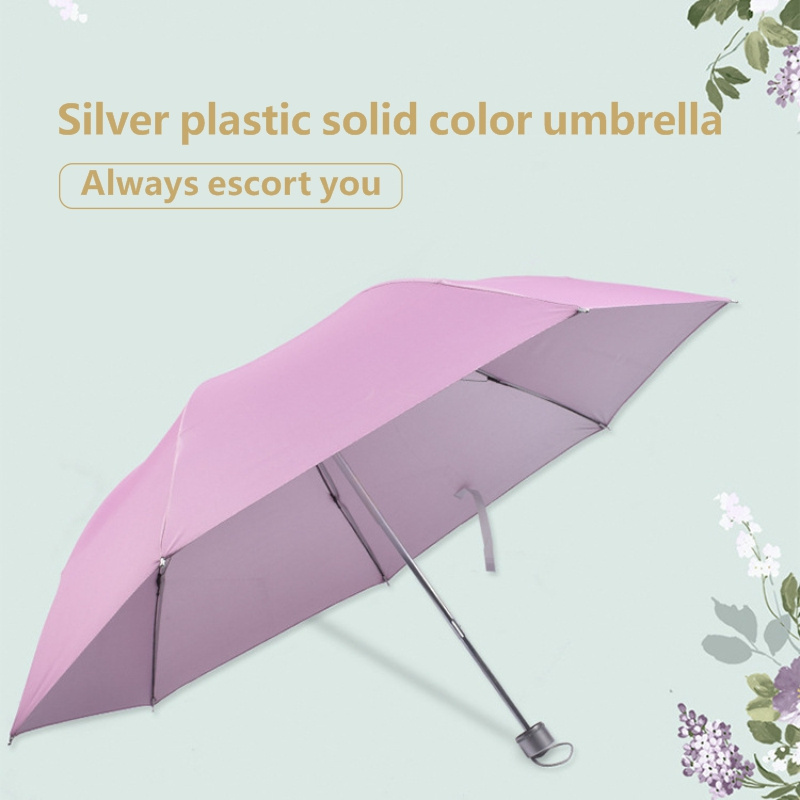 Good Quality Windproof ultra light folding sun umbrella dual use  3 Fold manual silver Umbrella