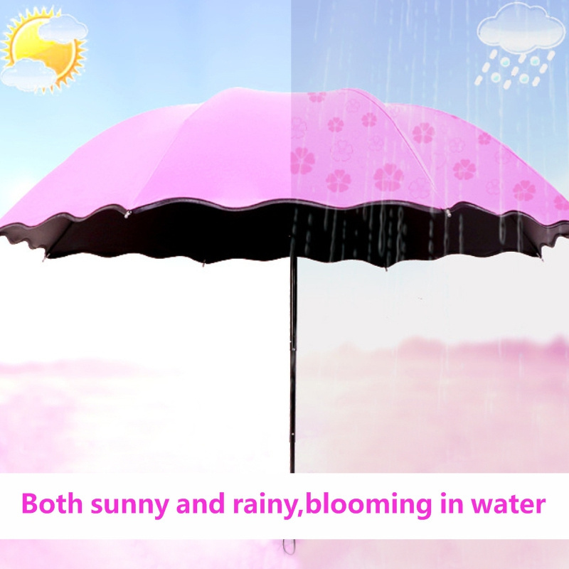 Bloom in water 3 folding manual changing flowers umbrella