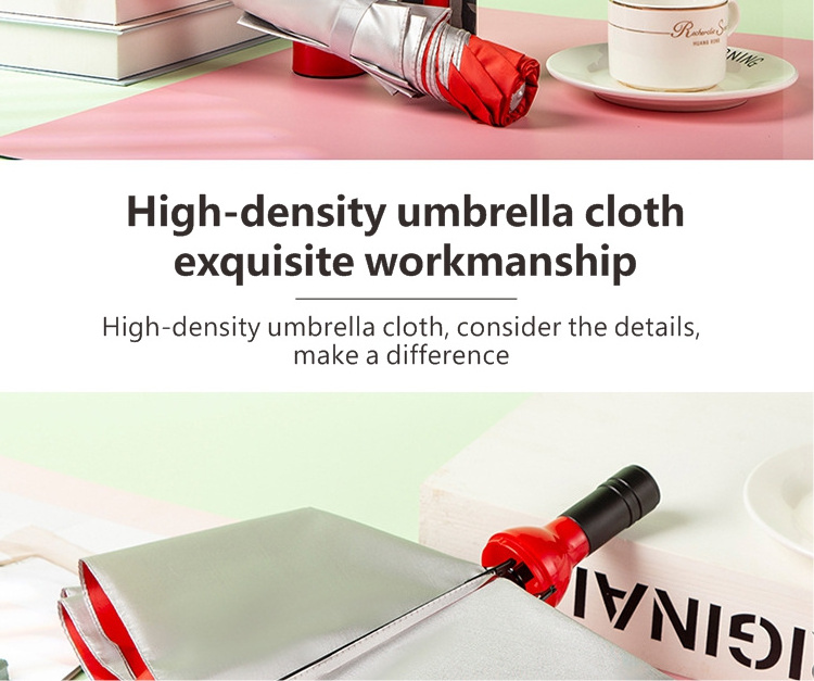 Wholesale Wine Bottle Umbrella Mini Umbrella Eight Bone Support Silver wine umbrella bottle shape