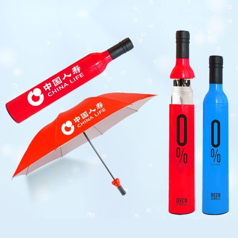 Wholesale Wine Bottle Umbrella Mini Umbrella Eight Bone Support Silver wine umbrella bottle shape