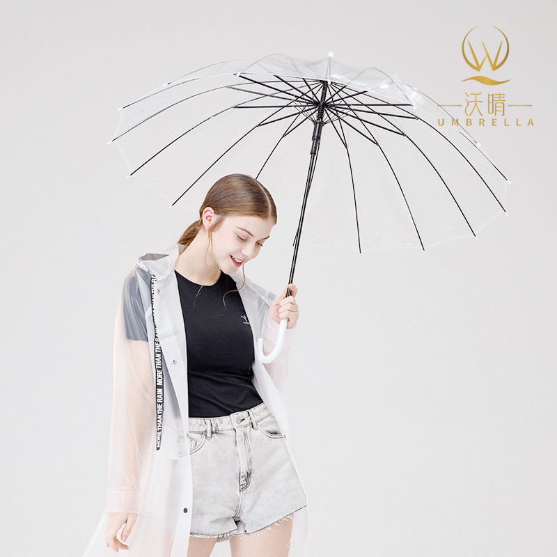 Hot Sale Transparent Umbrella Clear Colorful Manual Open Straight Umbrellas For Rain Umbrella